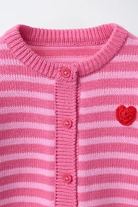 STRIPED HEART CARDIGAN