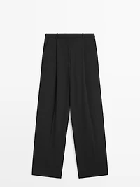 Darted wide-leg trousers