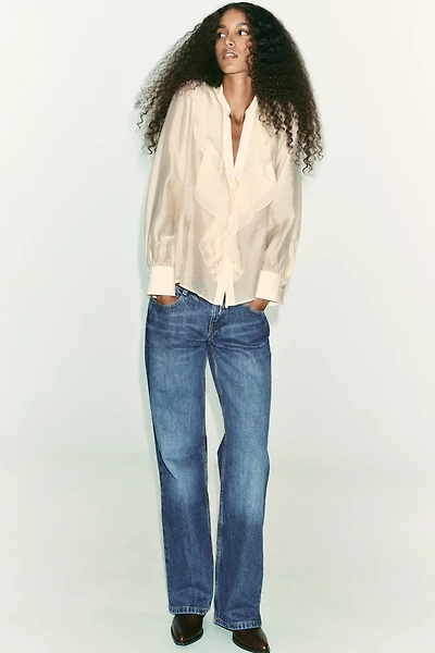 RUFFLED TIE BLOUSE