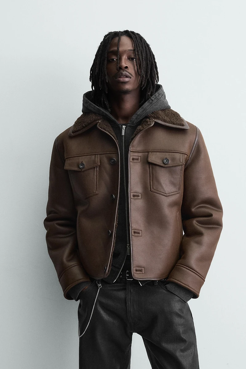 DOUBLE FACED FAUX SUEDE JACKET