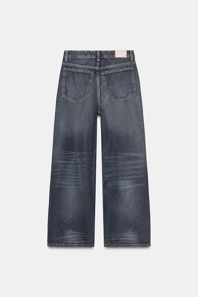 TRF RIPPED MID-RISE BAGGY JEANS