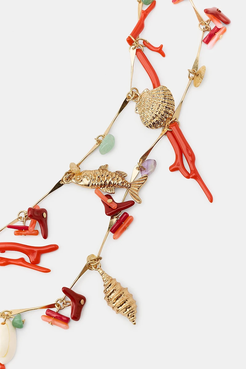 METAL BELT WITH MARINE CHARMS