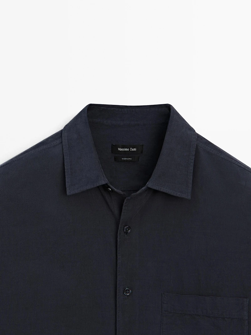 Regular fit needlecord shirt