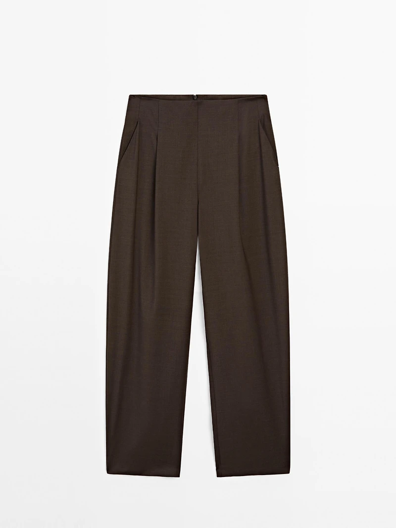 Pantalon à pinces large 100 % laine - STUDIO