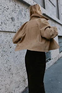 100% LEATHER SHIRT COLLAR JACKET