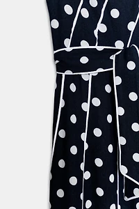 POLKA DOT BELTED MIDI DRESS