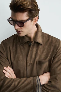 REGULAR FIT FAUX SUEDE OVERSHIRT