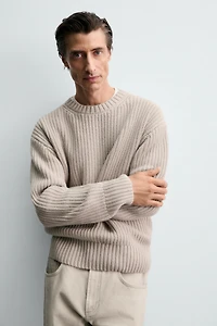 COTTON-WOOL TEXTURED SWEATER