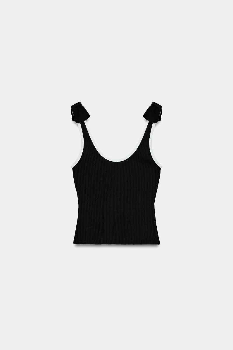 RIBBED TIE TOP
