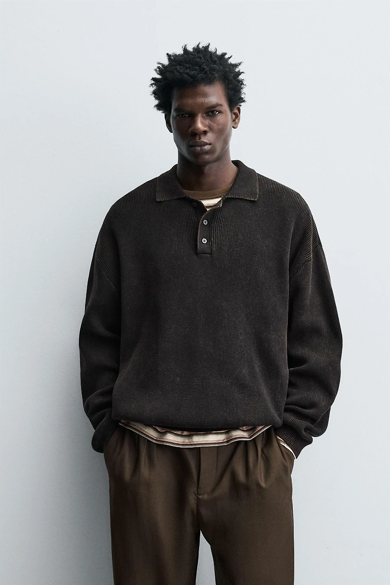 POLO EN MAILLE DÉLAVÉ