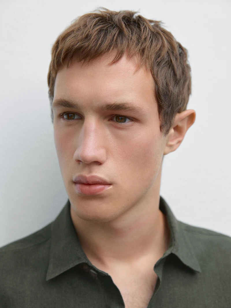 Regular fit faded linen shirt