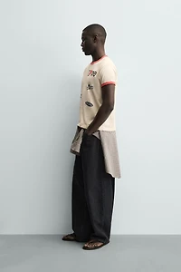 CONTRAST HEART RIBBED T-SHIRT
