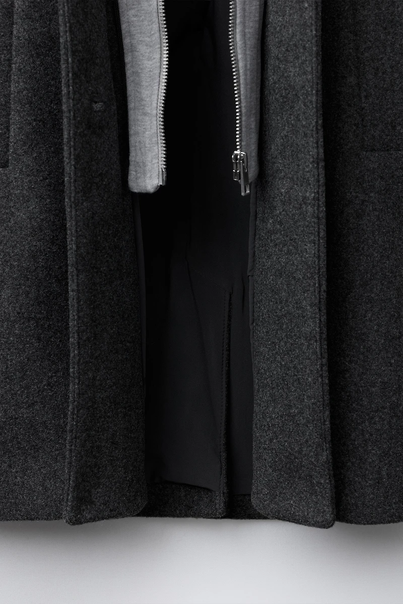 LONG COAT WITH REMOVABLE HOODIE