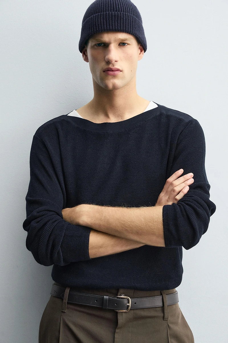 MERCERIZED FINISH TEXTURED SWEATER