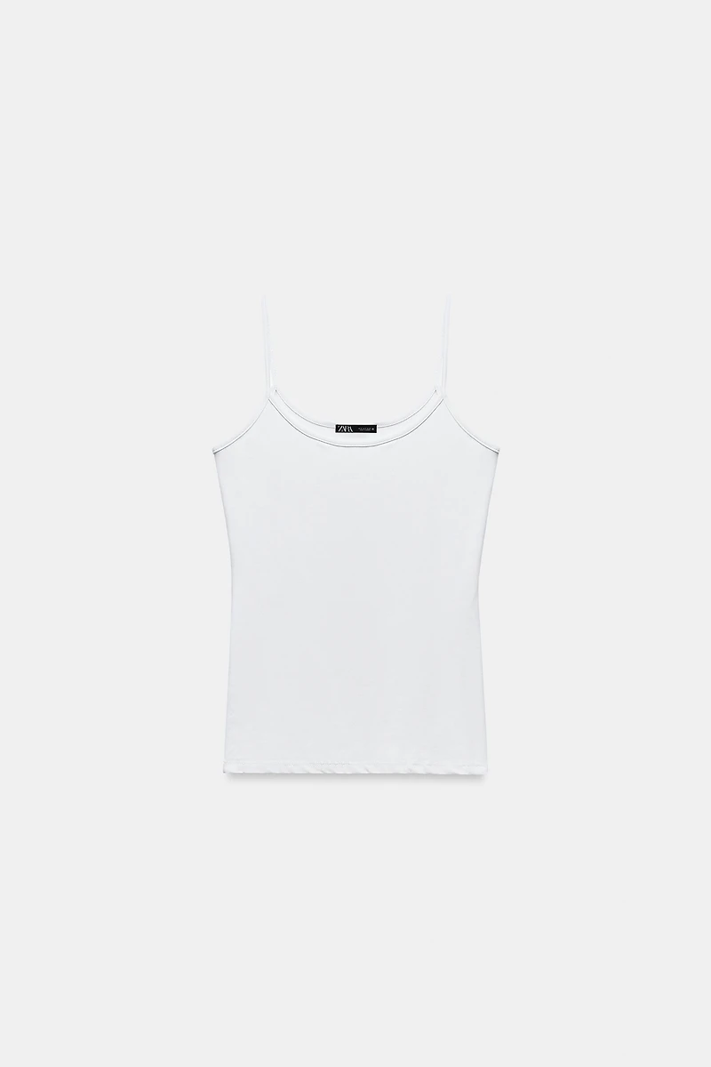 T-SHIRT EN POLYAMIDE À BRETELLES FINES