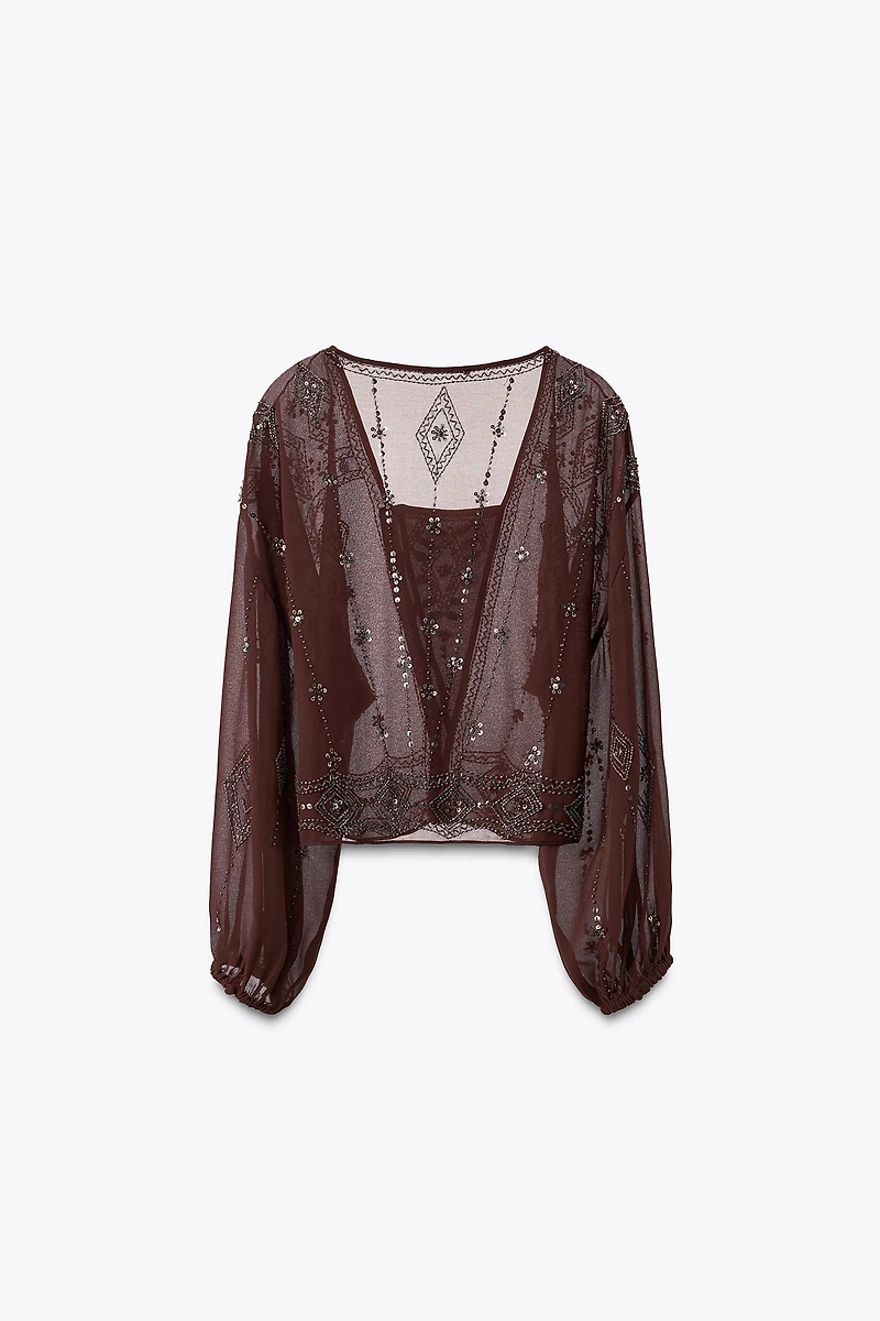 GEORGETTE BEADED EMBROIDERED BLOUSE