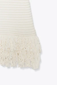 CHECKERED KNIT DRESS WITH FRINGE