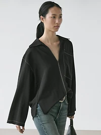 Flowing wool blend overshirt with pocket detail
