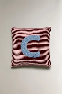 CHILDREN'S EMBROIDERED LETTER C THROW PILLOW