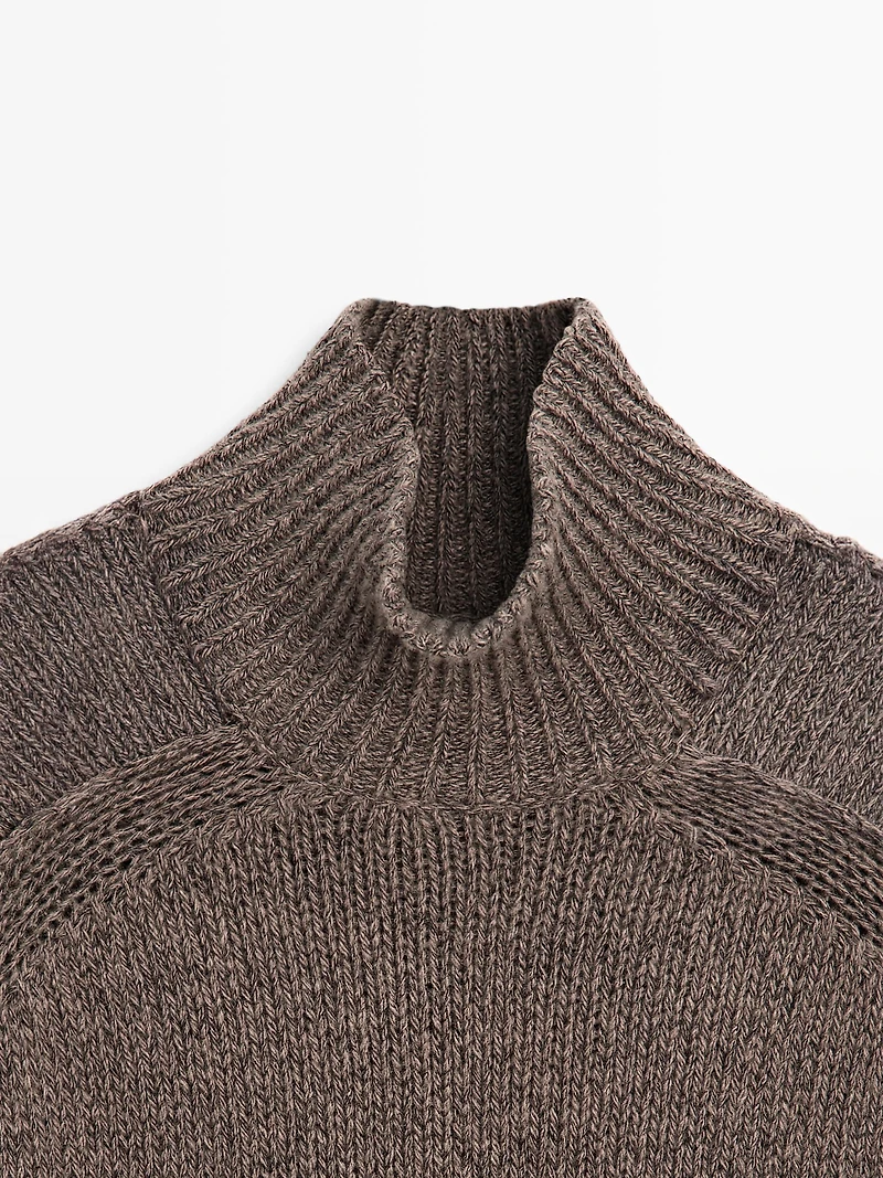 Knit high neck melange sweater - LIMITED