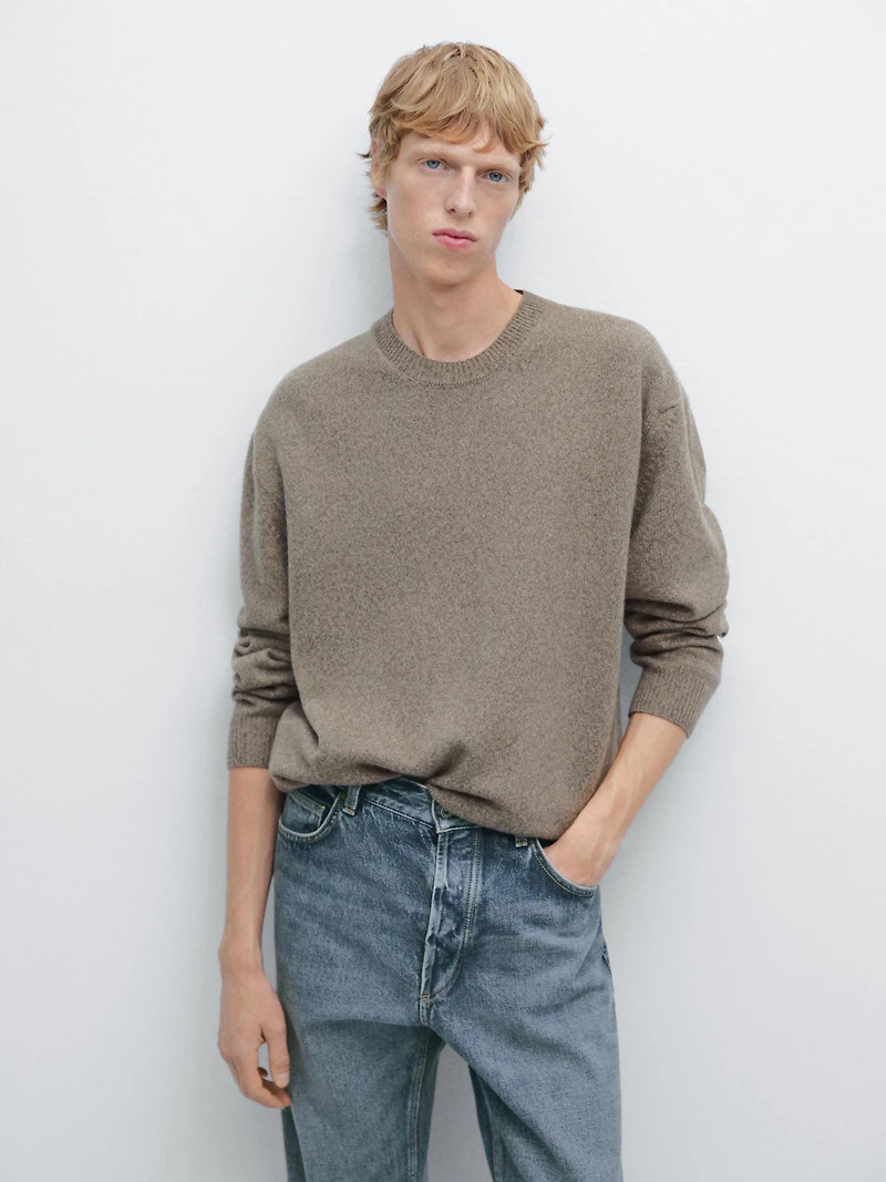 Pull en maille chinée à col rond