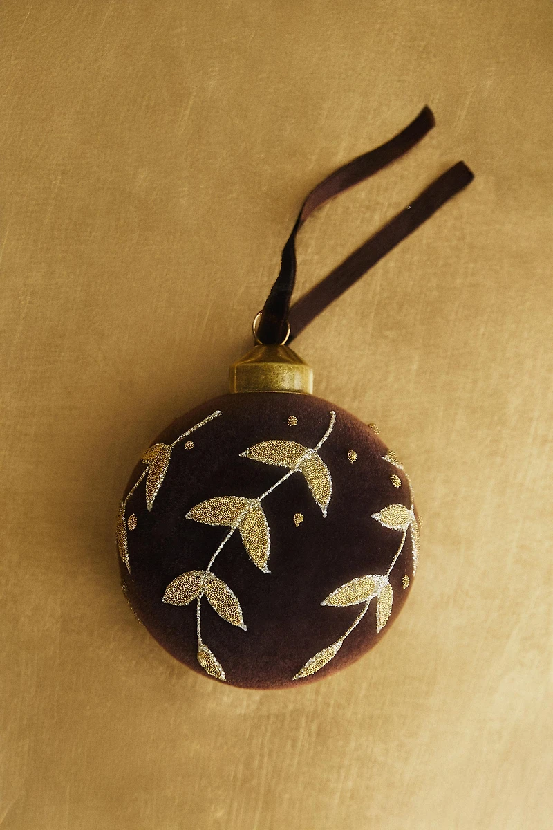 DÉCORATION SAPIN BOULE VELOURS FEUILLES NOËL