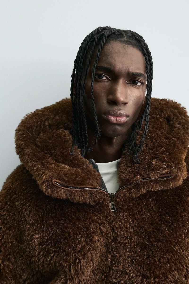 FAUX FUR HOODIE JACKET