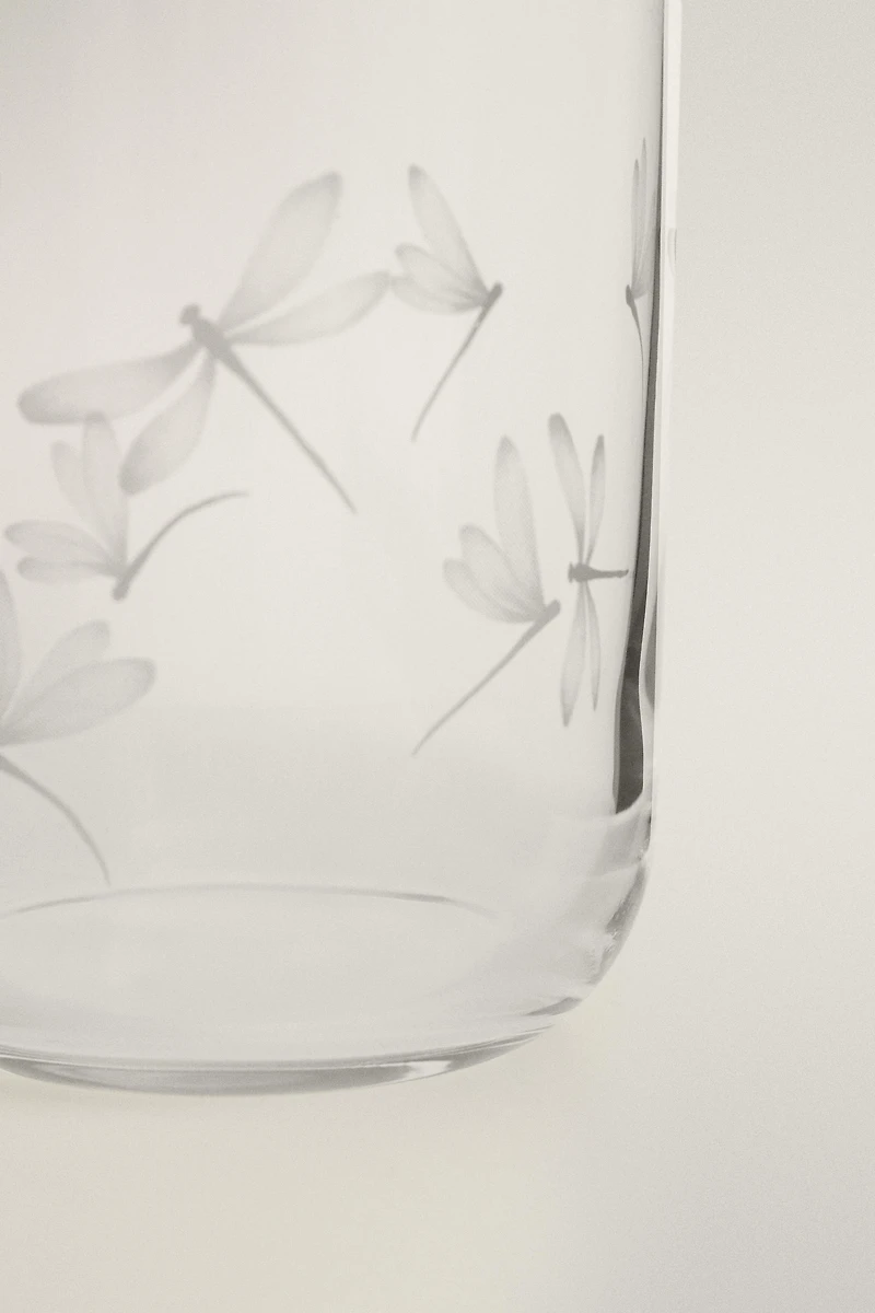 VERRE MOTIF LIBELLULE