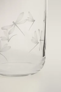 VERRE MOTIF LIBELLULE