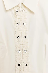 RUFFLED POPLIN SHIRT WITH STUDS