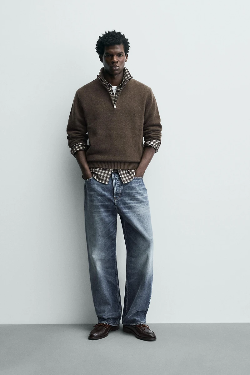 PULL COL ZIPPÉ 100 % LAINE