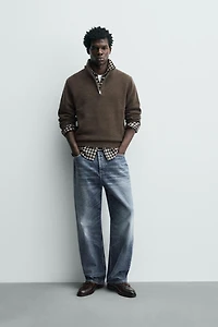 PULL COL ZIPPÉ 100 % LAINE