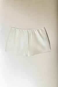 BEIGE SILK SHORTS