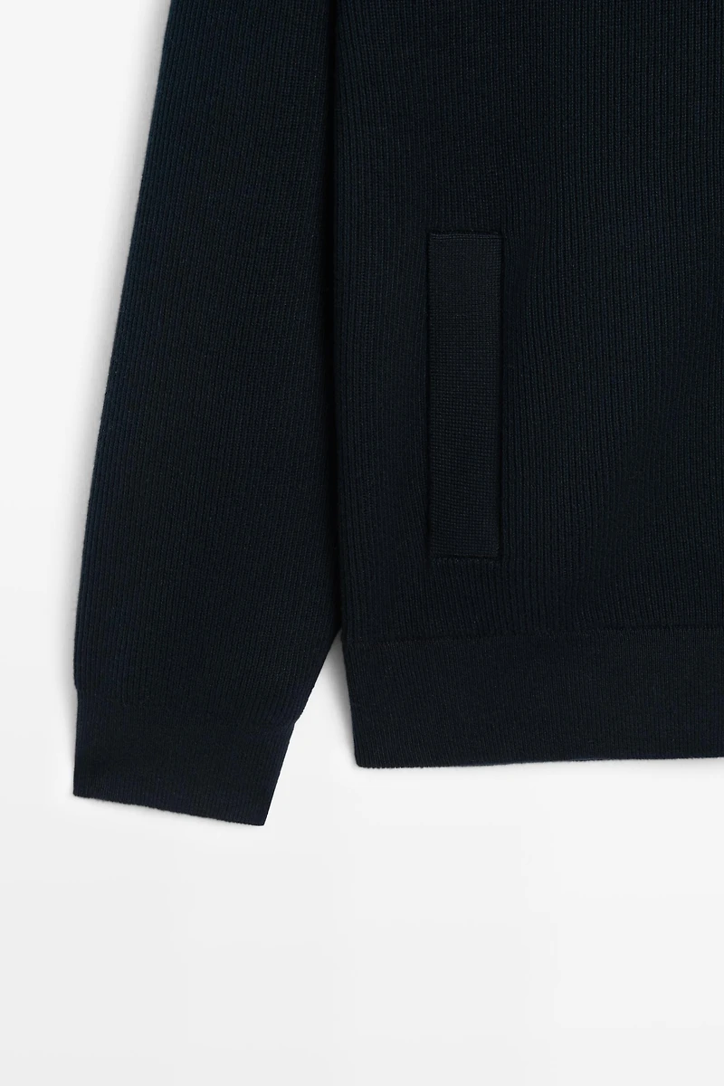 Cardigan en maille 100 % coton à col polo