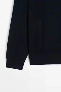 Cardigan en maille 100 % coton à col polo