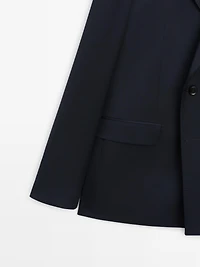 100% cool wool double-breasted suit blazer