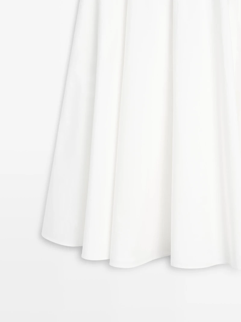 Jupe midi empiècement 100 % coton