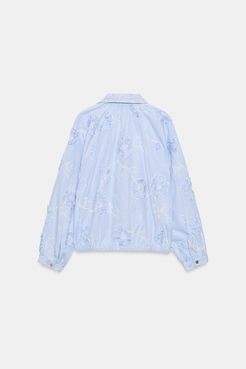 FLORAL TEXTURED EMBROIDERED SHIRT
