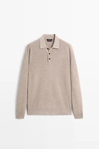 Pull polo en maille moulinée 100 % coton