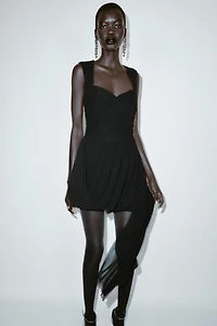 ASYMMETRICAL DRAPED MINI DRESS WITH BALLOON HEM
