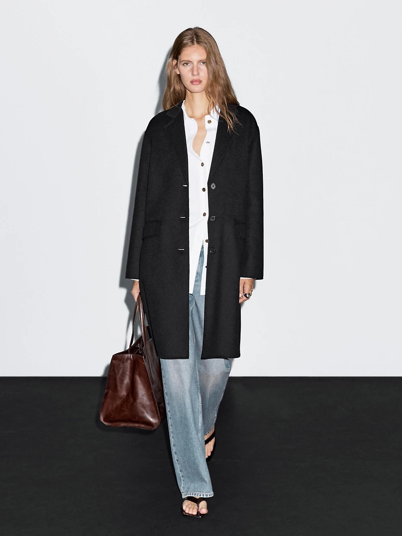 Long wool blend coat