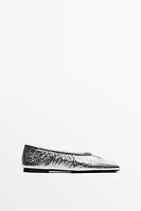Metallic leather ballet flats