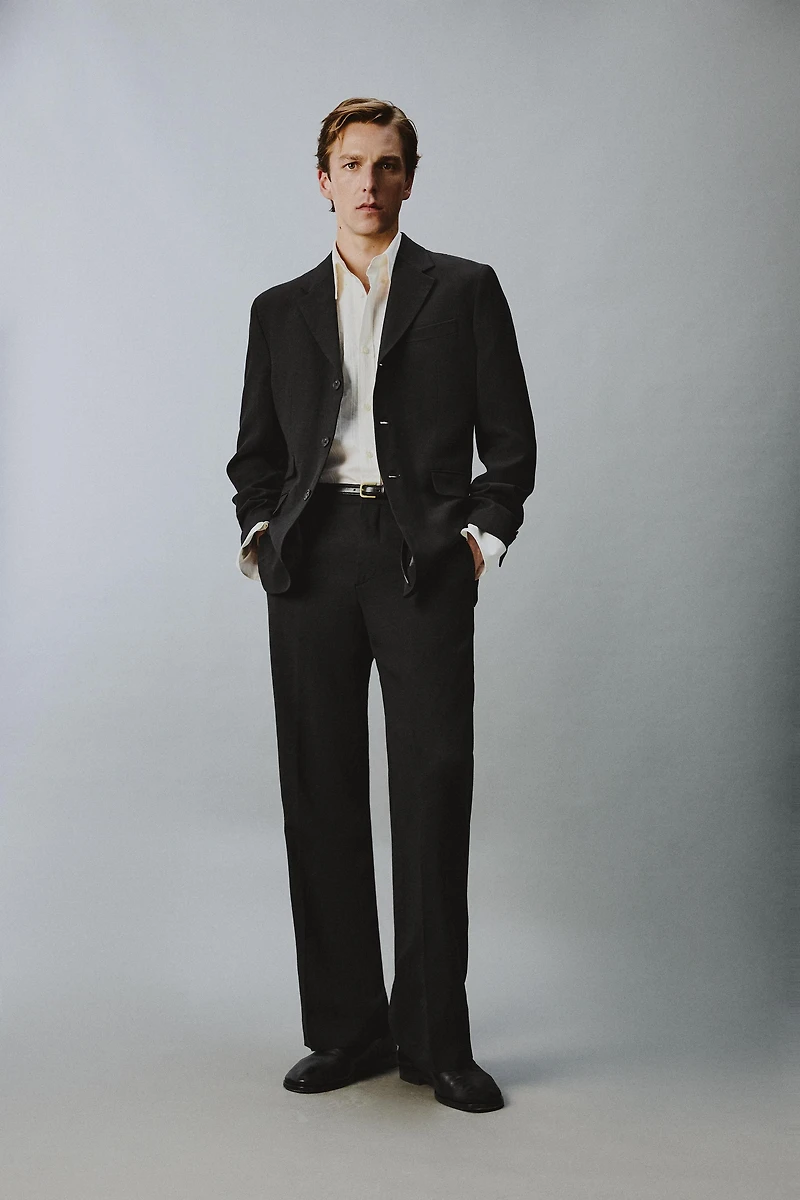 RELAXED FIT VISCOSE-LINEN SUIT PANTS