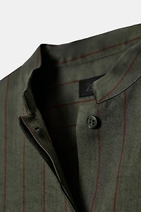 ZW COLLECTION STRIPED MANDARIN COLLAR SHIRT