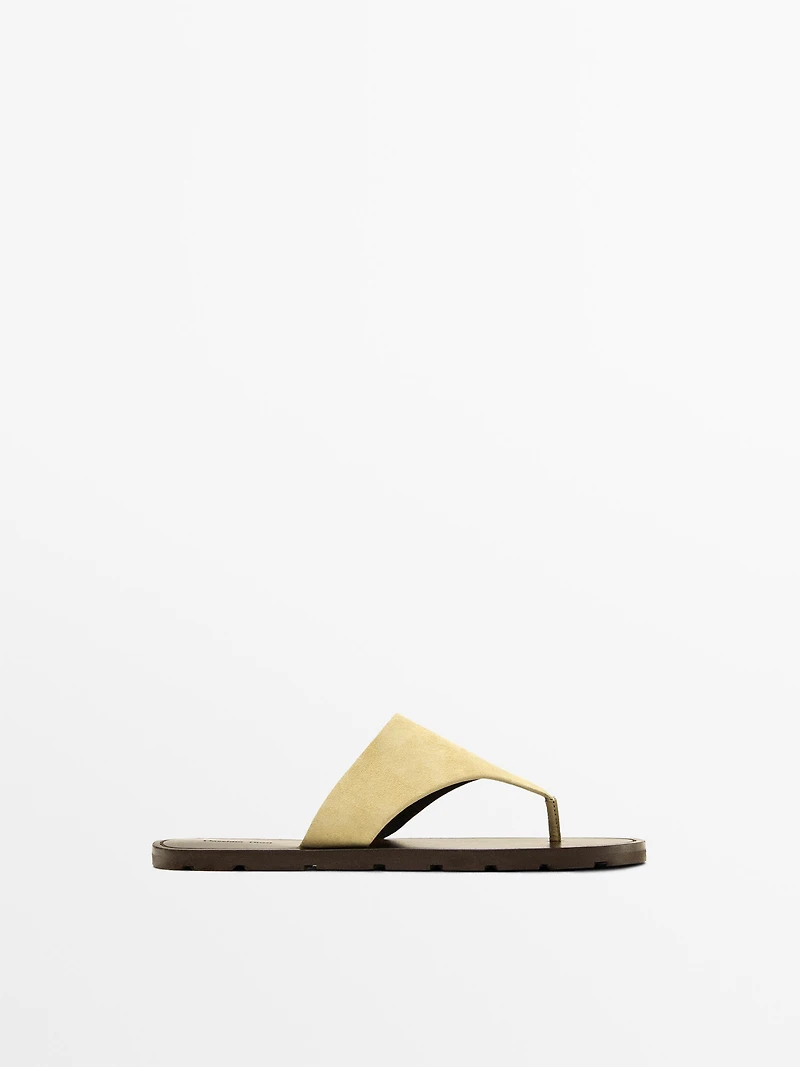 Split leather toe divider sandals
