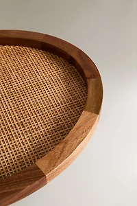 OVAL WOOD RATTAN TRAY