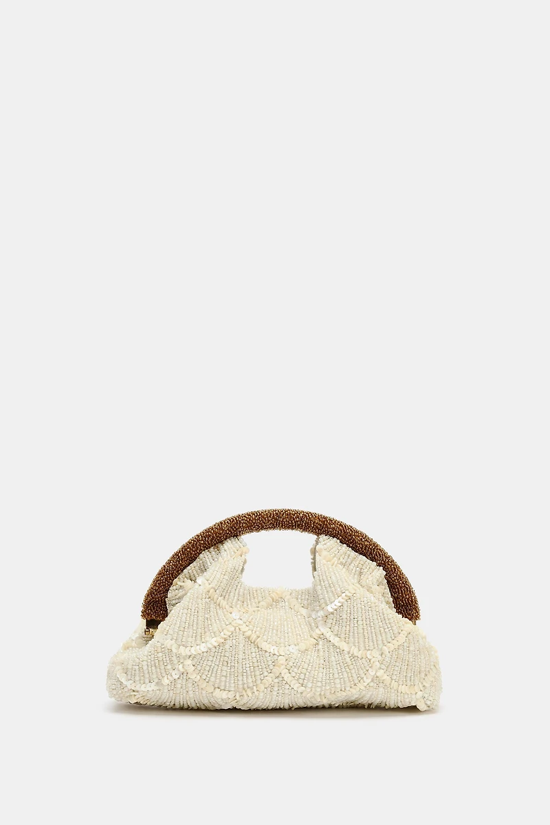 APPLIQUE CLUTCH BAG