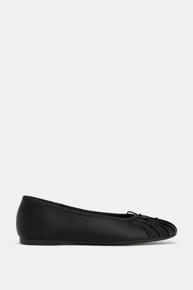 SATIN BOW BALLET FLATS