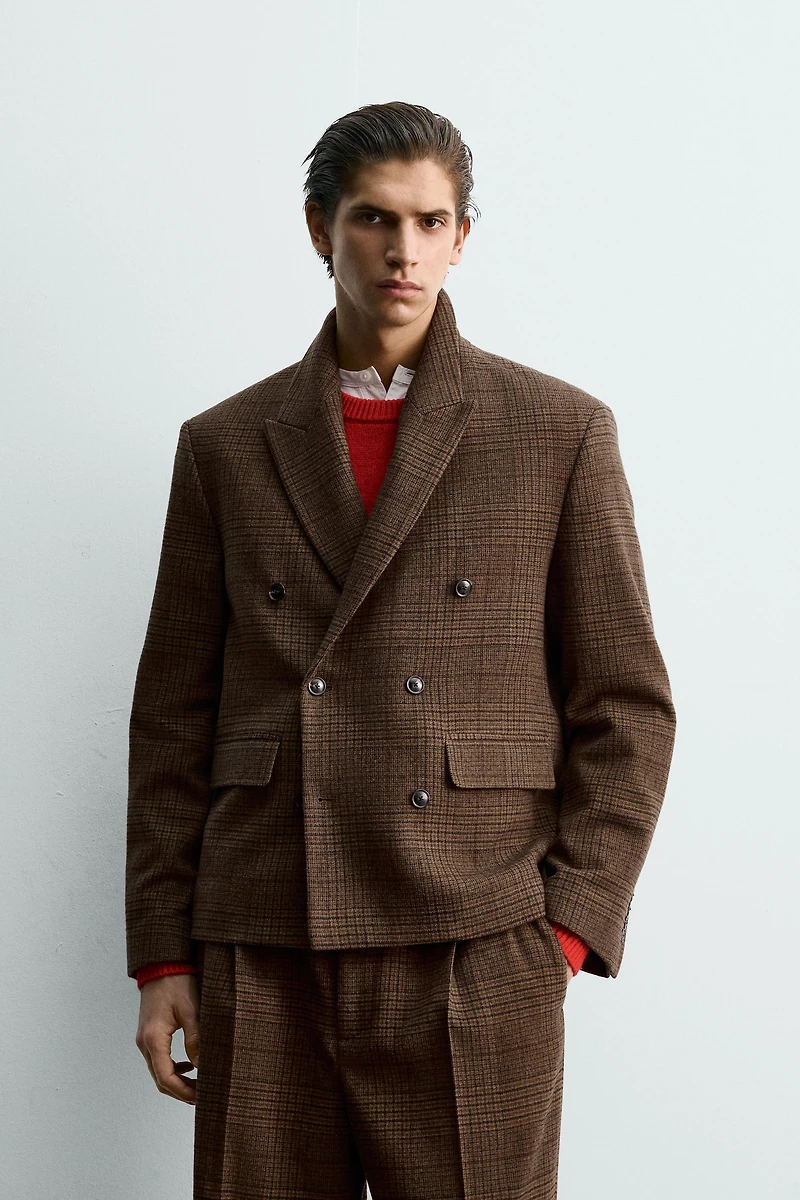 BLAZER COUPE AMPLE À CARREAUX