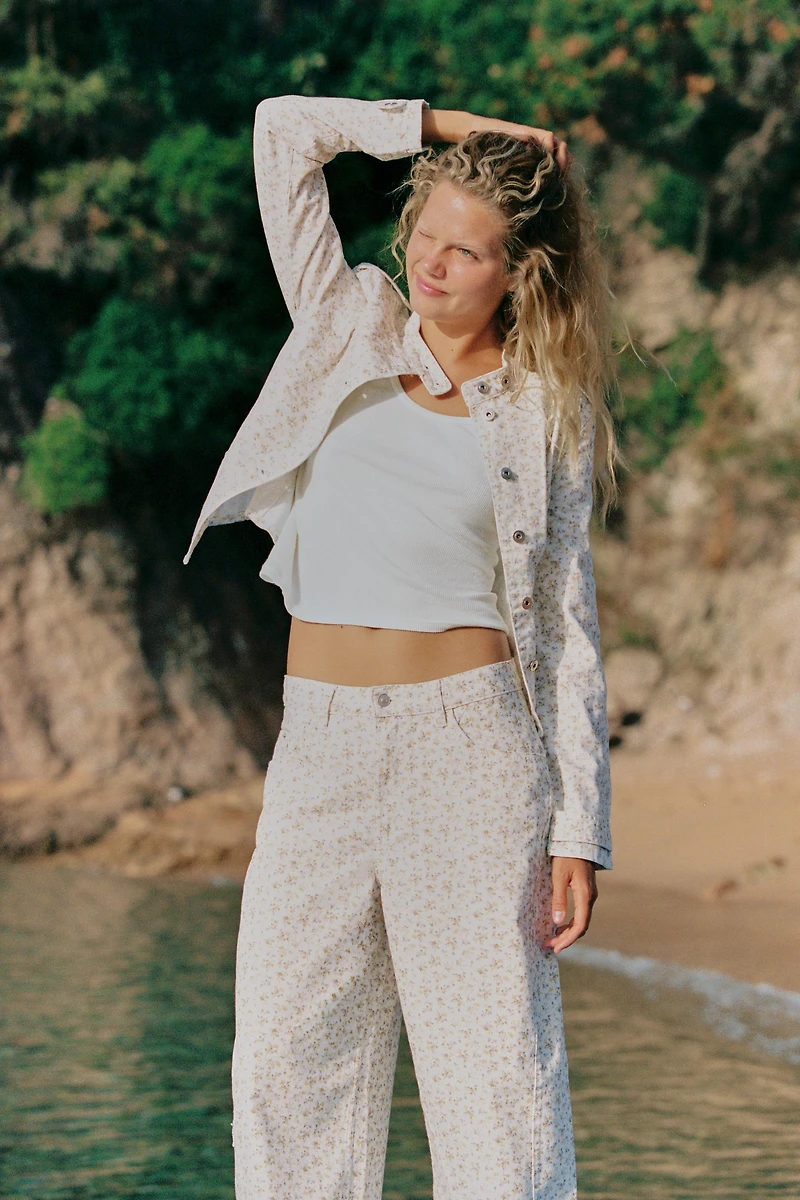 TRF FLORAL PRINT DENIM JACKET